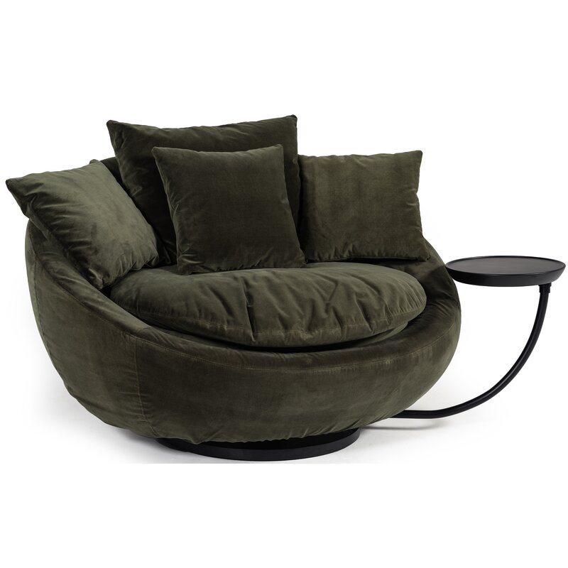 Brayden Studio Joleen Modern Round Velvet Swivel Lounge Chair | Wayfair